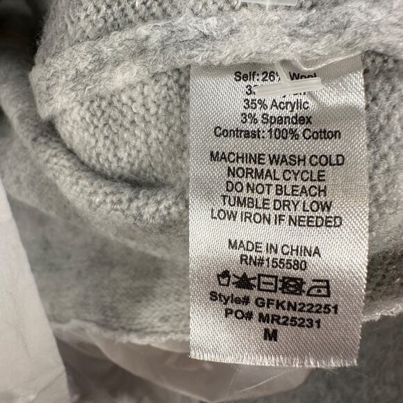 LaBiz Turtleneck Layered Sweater Women's Medium Gray Wool Blend Ruffle Top - Picture 8 of 9